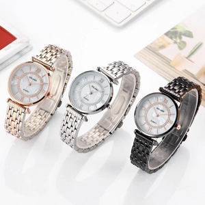 Tre eleganti orologi al quarzo YOLAKO con quadranti in strass e cinturini in acciaio
