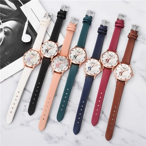 Minimalist Tadi quartz watches for women with leather straps in seven assorted colors