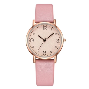 Women Quartz Watch Simple Fashion Round Dial Arabic Numerals Alloy Case Faux Leather Strap Casual Wristwatch For Girls