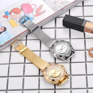 Luxury Milanese strap watches with rhinestone bezels and gold silver metal finish