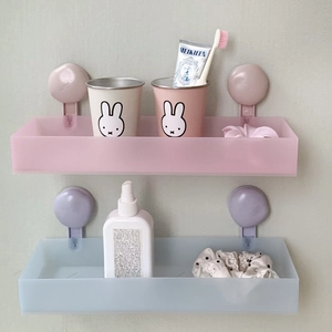 Suction Cup Bathroom Shelf Wall Mounted Frosted Plastic Punch Free Self Draining Storage Rack Shower Caddy Organizer