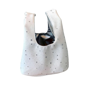 White star print tote bag with large capacity for daily commuting and office essentials