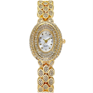 Orologio Al Quarzo Da Donna Di Lusso Bracciale In Lega Intarsiato Con Strass Ovali Gioielli Elegante Moda Regalo Signore