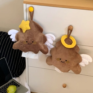 Creative Hanging Plush Tissue Holder Cartoon Angel Wings Brown Soft Tissue Box Cover Decorative Bag For Car Home Office