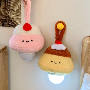 Cute plush pudding and cake hanging night lights for bedroom decor with warm LED glow