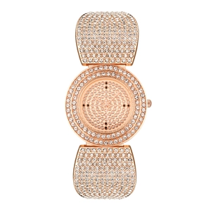 Luxury Women Rhinestone Quartz Watch Sparkly Full Diamond Tonneau Shape Alloy Strap Fashion Elegant Wristwatch