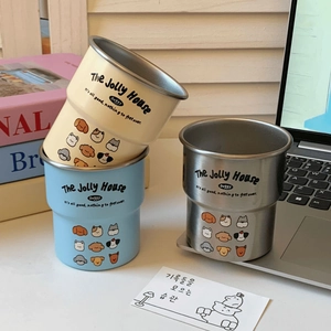 Cute Cartoon Puppy Mouthwash Cup 304 Stainless Steel Toothbrush Rinse Mug Bathroom Use With Toothbrush And Toothpaste