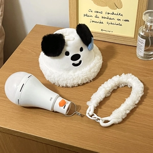 Cute puppy plush night light with 9W rechargeable LED bulb and Type-C charging cable