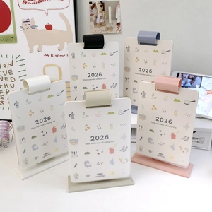 Detail of 2026 desk calendar set featuring five pastel colors and creative illustrations