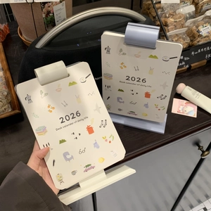 2026 creative daily life desk calendar with cute illustrations and L-shaped stand