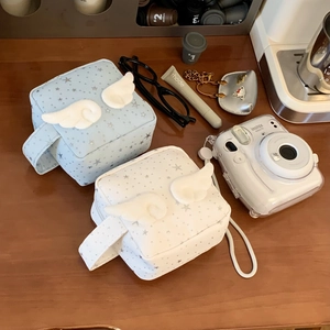 Sterne Aufbewahrungstasche mit Plüschflügeln aus Segeltuch in Hellblau und Creme