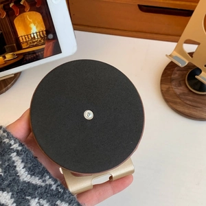 Rotating metal tablet stand base with non-slip pad and premium vintage gold finish