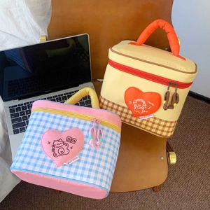 Insulated Lunch Bag Portable Bento Handbag Aluminum Foil Lining Thermal Picnic Cooler Cartoon Plaid Design For Students