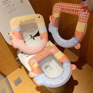 Waterproof cartoon dachshund toilet seat pad with The Jolly House pet pattern detail