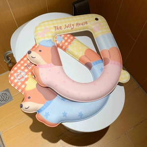 Waterproof thickened toilet seat cushion with cartoon dachshund dog and jolly house patterns