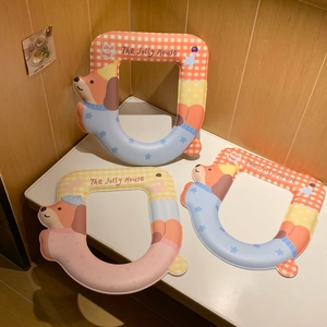 Three thickened waterproof toilet seat cushions with cute dog illustrations and logo