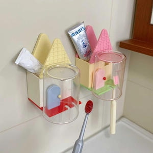 Porta spazzolino creativo a forma di casa con supporto per tazza da parete