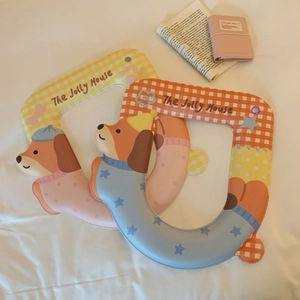 Waterproof U-shaped toilet seat cover with cute dachshund pattern and plaid design