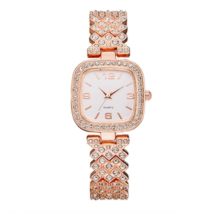 Orologio Al Quarzo Da Donna Moda Quadrato Strass Completamente Incastonato Lusso Lega Orologio Da Polso Per Donne Elegante