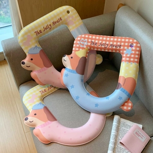 Waterproof cartoon dog toilet seat covers in blue, orange and yellow waterproof fabric