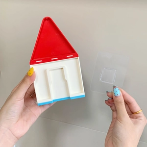Simpatico porta spazzolino a forma di casa, montaggio a parete con adesivo