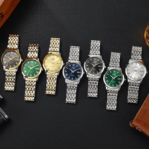 Minimalist business men's steel watches with calendar and roman numerals in various colors
