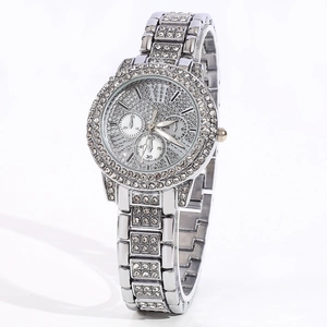 Luxuriöse Damen Quarzuhr Mit Strass Iced Out Sternenhimmel Zifferblatt Legierung Runde Analoge Armbanduhr Elegante Mode Schmuck