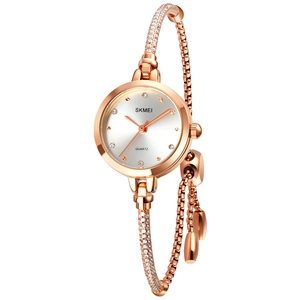 Damen Quarzuhr Elegant Armband Design Dünnes Legierungs Gehäuse Edelstahlband Rheinstone Mode Wasserdichte Armbanduhr