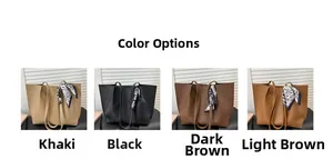 Detailed color options of the large capacity bucket tote bags with decorative scarves