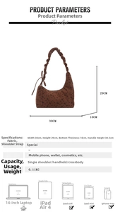 Spécifications de taille pour sac cabas marron à pois avec nœud, 30x29x10cm