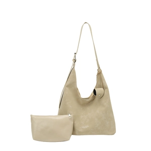 Retro apricot tote bag set with large shoulder bag and matching zipper clutch bag