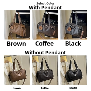 Detailed grid showing vintage tote bags in brown, coffee, and black with strap options