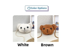 Détails des sacs bandoulière ours en peluche blanc et marron en laine d'agneau