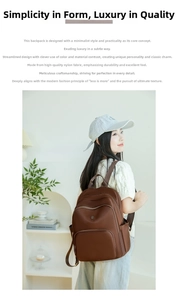 Close-up of a large-capacity dark brown nylon backpack with multiple compartments and side pockets