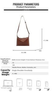 Brown PU leather tote dimensions 24.5x17.5x9cm showing capacity for iPad mini and phone