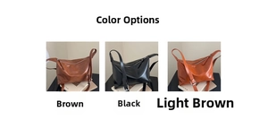 Detailed color display of minimalist faux leather crossbody bags in brown, black, and tan