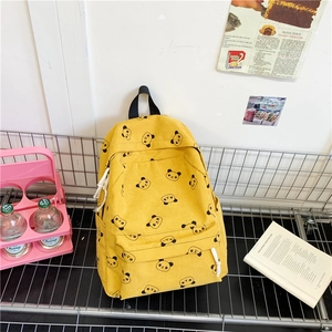 Zaino In Velluto A Coste Con Stampa Panda Per Ragazze Grande Capacità Stile Giapponese Ins Borsa Da Scuola Leggera E Casual