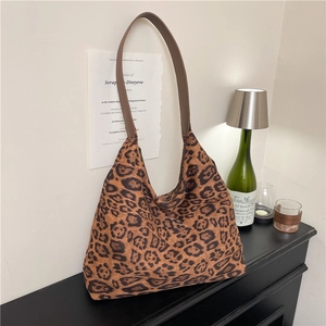 Sac À Épaule Femme Motif Léopard Grande Capacité Simili Cuir Rétro Mode Sac Hobo Fourre-Tout Décontracté