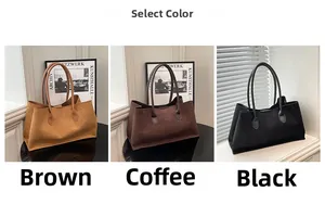 Minimalist faux suede tote bag available in brown, coffee, and black color options