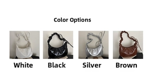 Detail of minimalist nylon cloud bags in white, black, silver, and brown colors