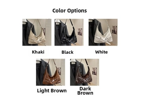 Hobo bags in five colors: khaki, black, white, light brown, and dark brown options
