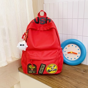 Fashion Nylon Backpack Large Capacity Schoolbag For Teens Girls Boys Korean Ins Style Letter Patch Casual Daypack