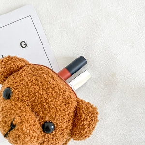 Sac bandoulière en peluche ourson brun pour enfants en polaire douce avec fermeture éclair