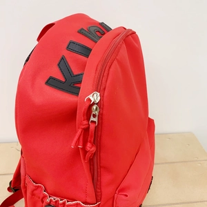 Fashionable red nylon backpack with KI letter print and large capacity for students