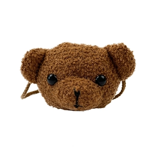 Sac bandoulière peluche ours pour enfants en fausse fourrure marron douce avec sangle