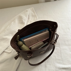 Large vintage coffee tote bag with spacious interior for laptop and daily essentials