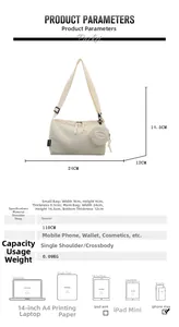 Beige crossbody bag dimensions 24x14.5x12cm shown with matching round coin pouch