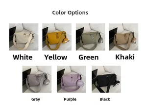 Showcase of minimalist nylon crossbody bags with coin purses in seven assorted colors