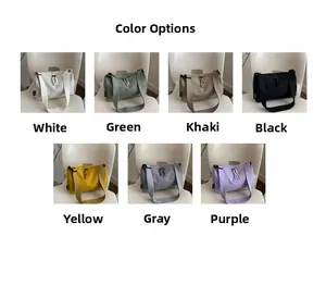 Collection of nylon crossbody pillow bags in white green khaki black yellow grey and purple