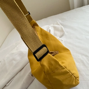 Japanese style ginger yellow dumpling crossbody bag with wide strap for college student